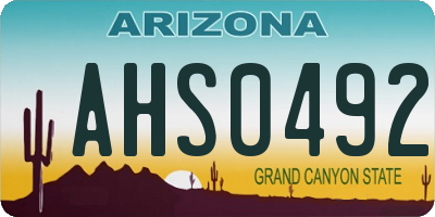 AZ license plate AHS0492