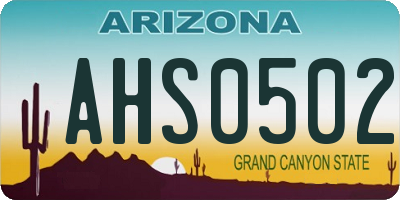 AZ license plate AHS0502