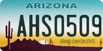 AZ license plate AHS0509