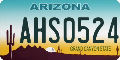 AZ license plate AHS0524