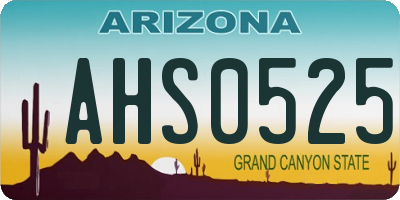 AZ license plate AHS0525