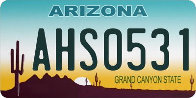 AZ license plate AHS0531