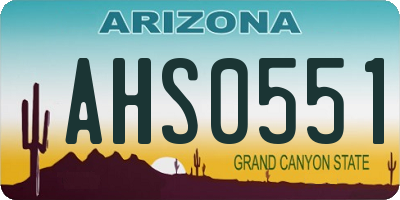 AZ license plate AHS0551
