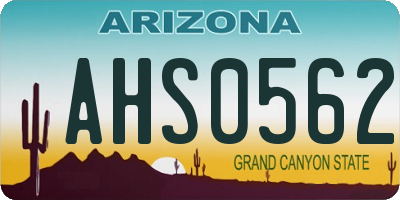 AZ license plate AHS0562