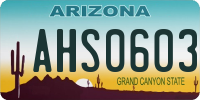 AZ license plate AHS0603