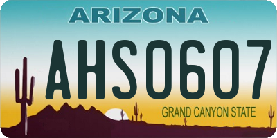 AZ license plate AHS0607