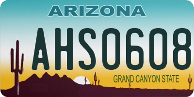 AZ license plate AHS0608