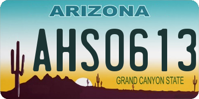 AZ license plate AHS0613