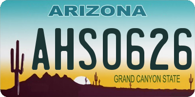 AZ license plate AHS0626