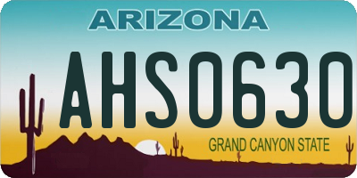 AZ license plate AHS0630