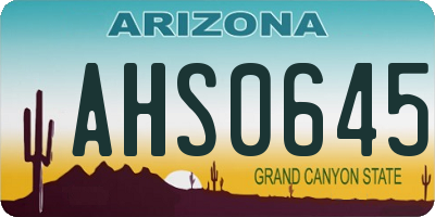 AZ license plate AHS0645