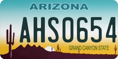 AZ license plate AHS0654