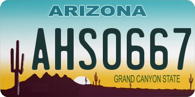 AZ license plate AHS0667