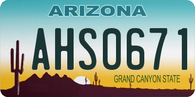 AZ license plate AHS0671