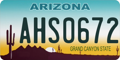 AZ license plate AHS0672