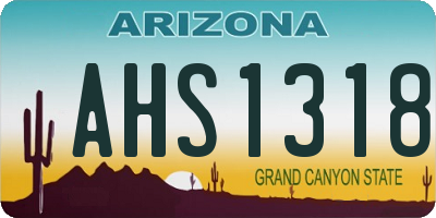 AZ license plate AHS1318