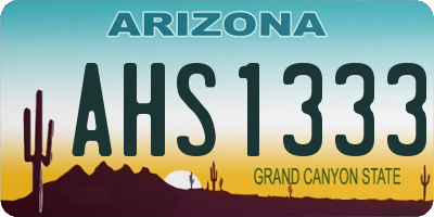 AZ license plate AHS1333