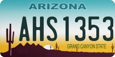 AZ license plate AHS1353
