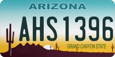 AZ license plate AHS1396