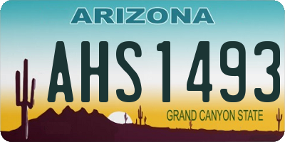 AZ license plate AHS1493