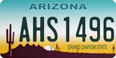 AZ license plate AHS1496