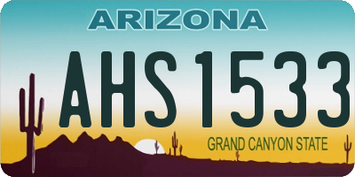 AZ license plate AHS1533