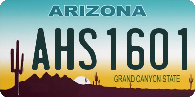 AZ license plate AHS1601