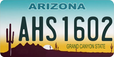AZ license plate AHS1602