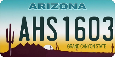 AZ license plate AHS1603