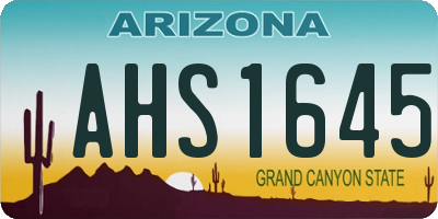 AZ license plate AHS1645