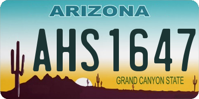 AZ license plate AHS1647