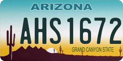 AZ license plate AHS1672