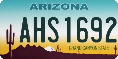 AZ license plate AHS1692