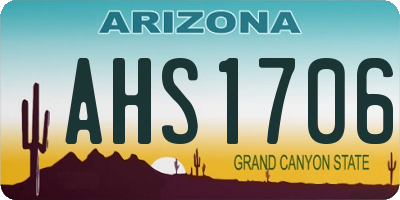 AZ license plate AHS1706