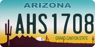 AZ license plate AHS1708
