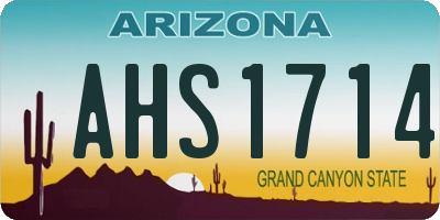 AZ license plate AHS1714
