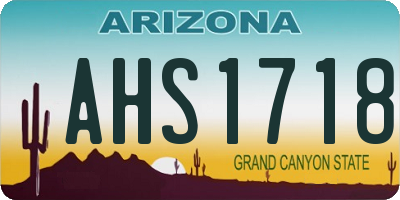 AZ license plate AHS1718