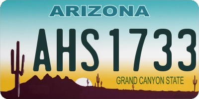 AZ license plate AHS1733