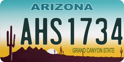AZ license plate AHS1734