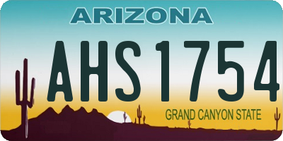 AZ license plate AHS1754