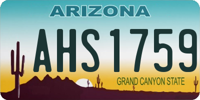 AZ license plate AHS1759