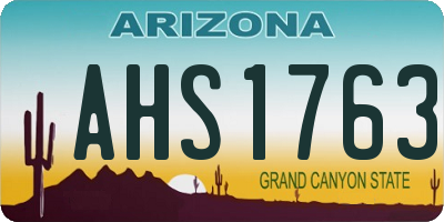 AZ license plate AHS1763