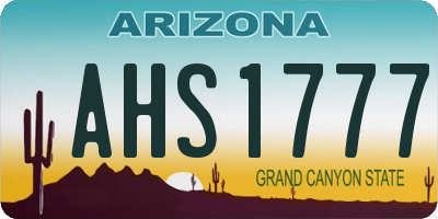 AZ license plate AHS1777