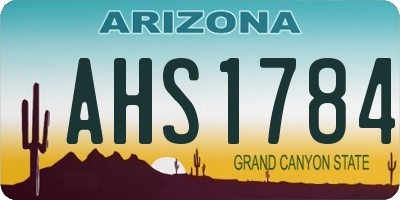 AZ license plate AHS1784