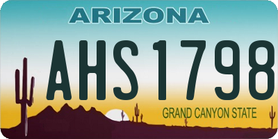 AZ license plate AHS1798