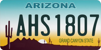 AZ license plate AHS1807