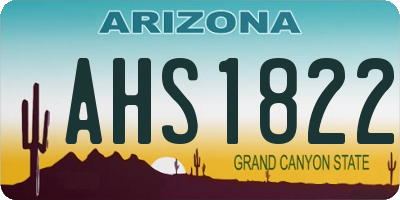 AZ license plate AHS1822