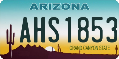 AZ license plate AHS1853
