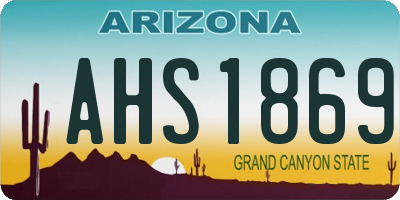 AZ license plate AHS1869