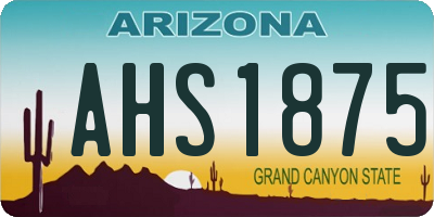 AZ license plate AHS1875